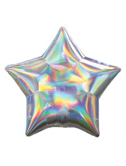 Шар Звезда Серебро Перламутр / Iridescent Silver Star