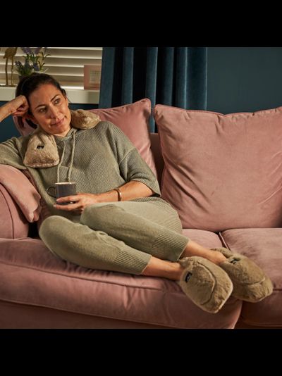 Зимние узоры и Грелка шарф Бежевая