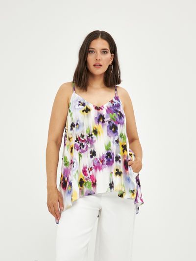 Топ летний нарядный с принтом "фиалка"