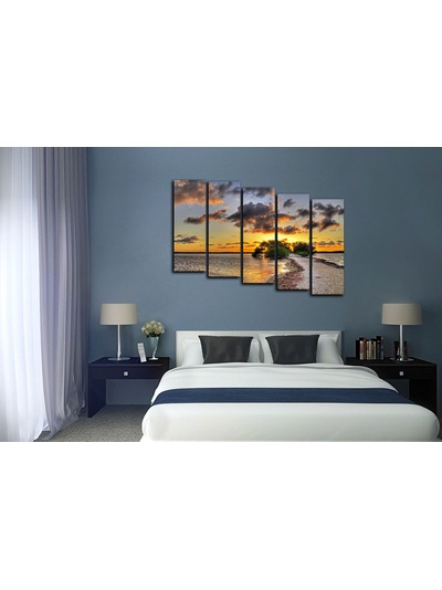 Модульная картина "Закат на озере"