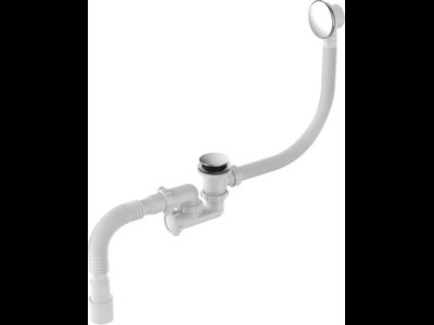 Сифон для ванны 1 1/2" х 40 регулир.,клик-клак перелив автомат,широкий грибок,хром,V512-18-MR [53915