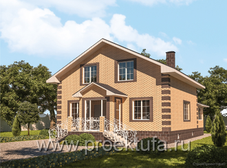 проект дома двухэтажный 153 кв.м, отделка - кирпич