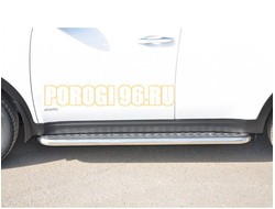 Пороги с накладным листом d53 для Kia Sportage (2005-2010)