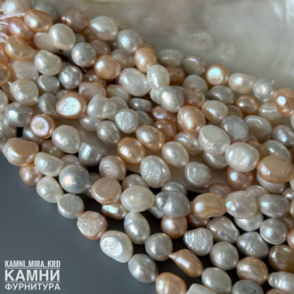 Жемчуг речной микс рис фри-форм 8-12 мм, цена за нить 16 см