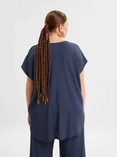 Топ синий в полоску