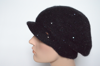 Кепка зимняя женская с пайетками Vizio Италия 6457 черная