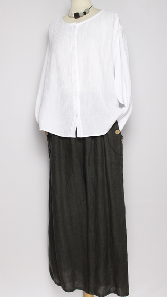 Рубашка Бохо "Муслин без ворота" красная, белая р.50-60