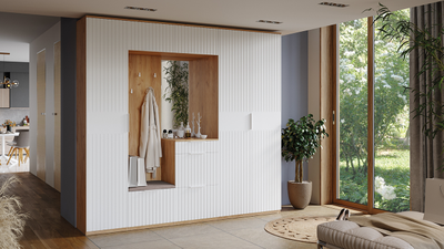 Композиция Прихожей ХИЛТОН Дуб Крафт золотой/Белый матовый