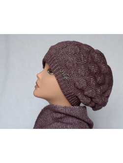 Брусничный берет вязаный для женщин и шарф Италия Визио Vizio 5293 фото