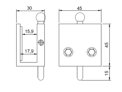ID400 Шпингалет без вырезов на стекле