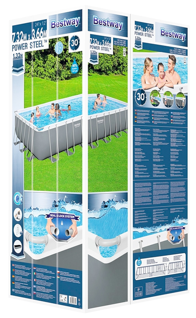 Каркасный бассейн Bestway прямоугольный 732 x 366 x 132 см, арт. 56475