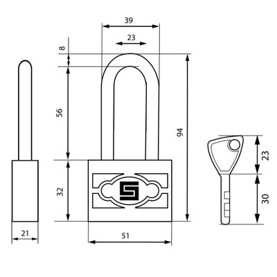 Замок навесной БУЛАТ ВС 3-П50-01 ПЛ стальной 5кл. d=7,5мм [51624]