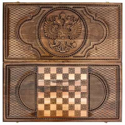 Нарды резные "Герб РФ" от мастера Давида Мхитаряна