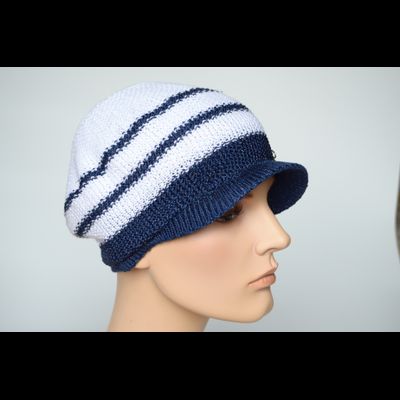 Летняя кепка вязаная vizio 5038 белая с синим