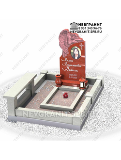 Памятник  с ангелом на могилу из красного гранита вертикальный