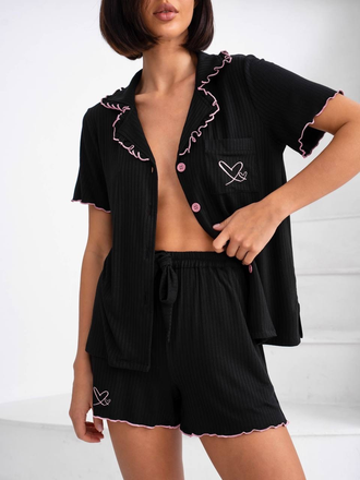 Домашняя одежда Виктория Сикрет с сердечком цвет черный