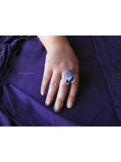 Кольцо "Цветок Сумерки". Кольцо в виде волшебного цветка со стразами Сваровски