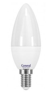 Лампа светодиодная General свеча E14 7W 2700K 2K 35x105 пластик/алюмин. 637900