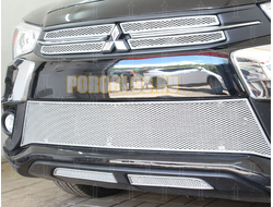 Защита радиатора для Mitsubishi ASX 2017-2019 chrome центр PREMIUM