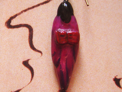 Фарфоровые украшения "Вальс магнолии", комплект из подвески и серёжек