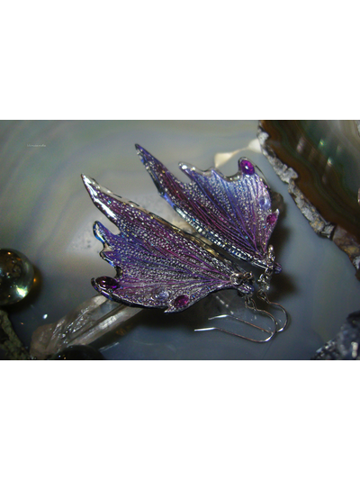 &quot;Крылышки электрической феи ледяных молний&quot;, серьги с рубинами, родолитами и танзанитами