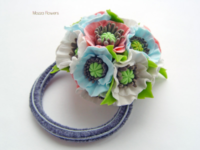 Резинка для волос "Цветные маки".