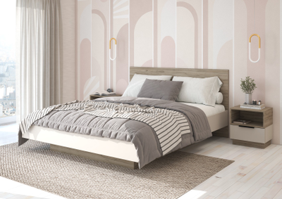 Бохо КР-001 кровать 1,6 м Дуб Крафт Серый/Кашемир (с основанием)