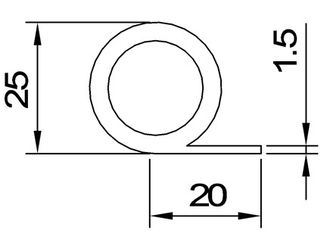 Р-образный уплотнитель D25L20