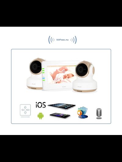 Ramili Baby RV1000X2 Двух режимная  видеоняня, монитор сенсорный 4,2" (11 см.) и моторизированная видеокамера 2 штуки. Датчик температуры. HD