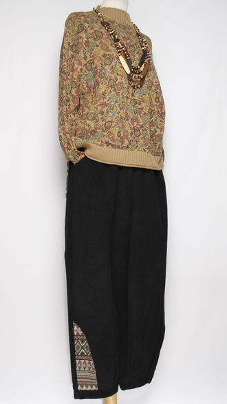 Брюки Бохо вельветовые "Гобелен" черные р.50-54