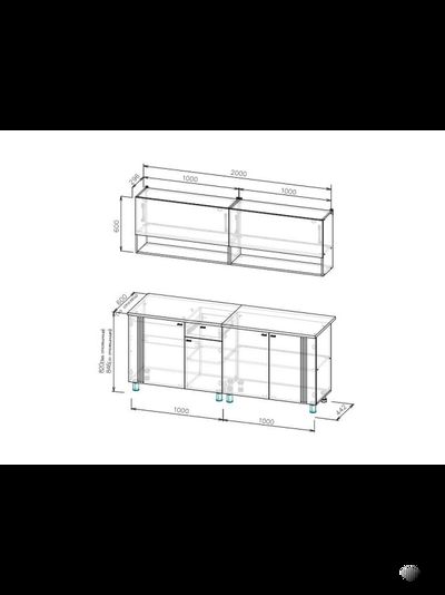 Монако 2,0м Кухонный гарнитур Дуб Золотой / Графит/ Дуб Вотан
