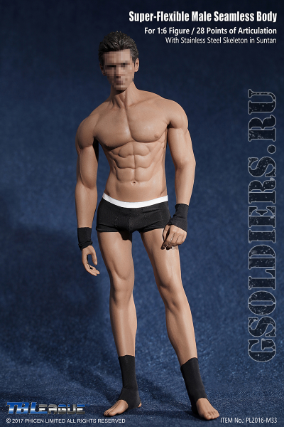 Супер-подвижное бесшовное мужское тело (телоид) PL2016-M33 1/6 Super Flexible Seamless Male Figure Body Steel Skeleton - PHICEN