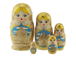 Матрёшка Нижний Новгород 5-и кукольная 100*55 контуры с росписью