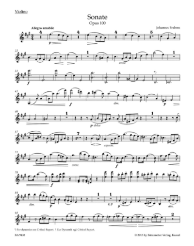 Brahms. Sonate A-dur op.100 f?r Violine und Klavier