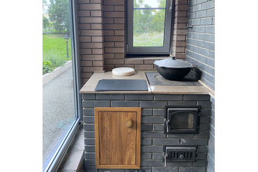 Фасады из карагача для мангальной зоны. Работа spilcenter,com.г.Москва