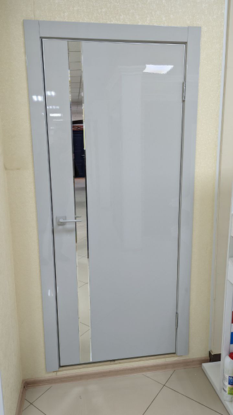 Дверь остекленная с покрытием PVC "519/6 серый глянец"