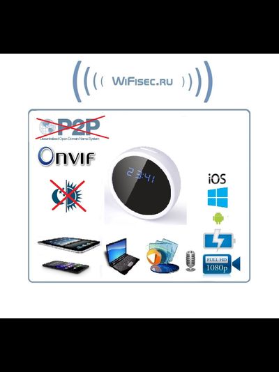 IP видеоняня WiFi (с информатором времени, месяцем и числом) с аккумулятором и с DVR, Full HD (Pro iCam)