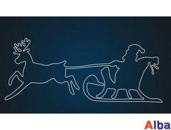 Световое панно Дед мороз в санях