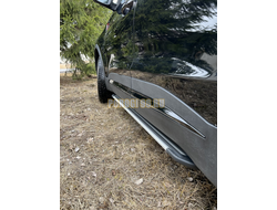 Пороги алюминиевые "Slim Line Silver" 1500 мм ТСС для Chery Tiggo 7 PRO MAX 2025-