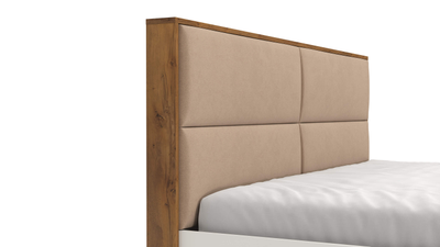 Офелия 08.21 (ш.1600) Кровать двойная (белый/таксония, черный/ткань велюр тенерифе корица) (без основания)