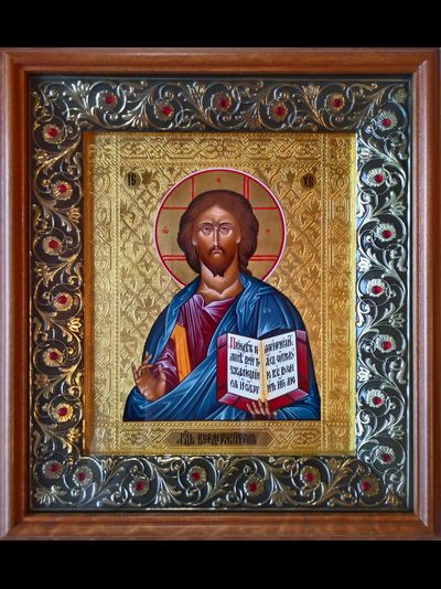 Господь Вседержитель. Рукописная икона 17,5х21см в киоте.