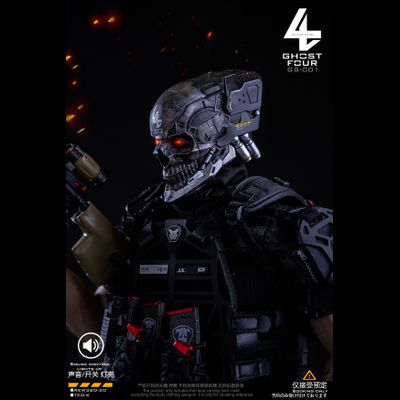 Голова (скульпт) Кибер-череп с LED-подсветкой - 1/6 GHOST FOUR (GS-001) -  Military Empire