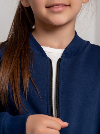 Бомбер на молнии синий