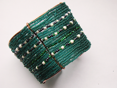 Туманный Авалон. Широкий браслет из бисера по мотивам легенды о "Короле Артуре и рыцарях Круглого стола"