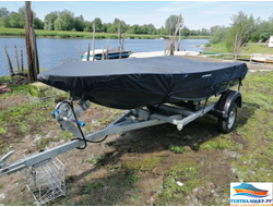 Транспортировочный и стояночный тент для лодки ВАЙТМАНА  430R  с лебедкой и роульсом