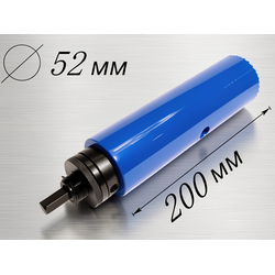 коронка биметаллическая 52 мм глубина 200 мм для дрели