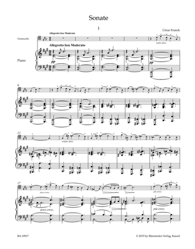 Cesar Auguste, Sonata Melancolie for Violoncello and Piano