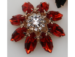 ПУГОВИЦЫ ДЕКОРАТИВНЫЕ СО СТРАЗАМИ Dolce&Gabbana, 31 мм. 50 шт. Р-0073. Цвет: красный