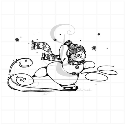 ФП штамп "Снеговик на коньках" (s)