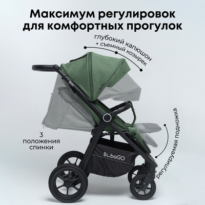 Детская коляска BUBAGO Bass Темно-зеленый